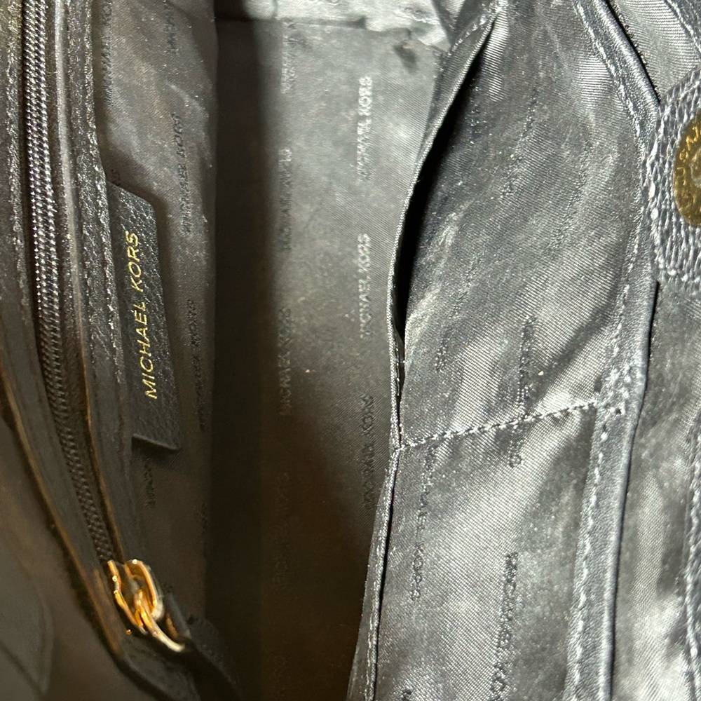 Michael Kors Black Pebbled Leather Brooklyn Satchel Bag/Gold Studs 13”x 8”x 4.5” - Picture 12 of 14